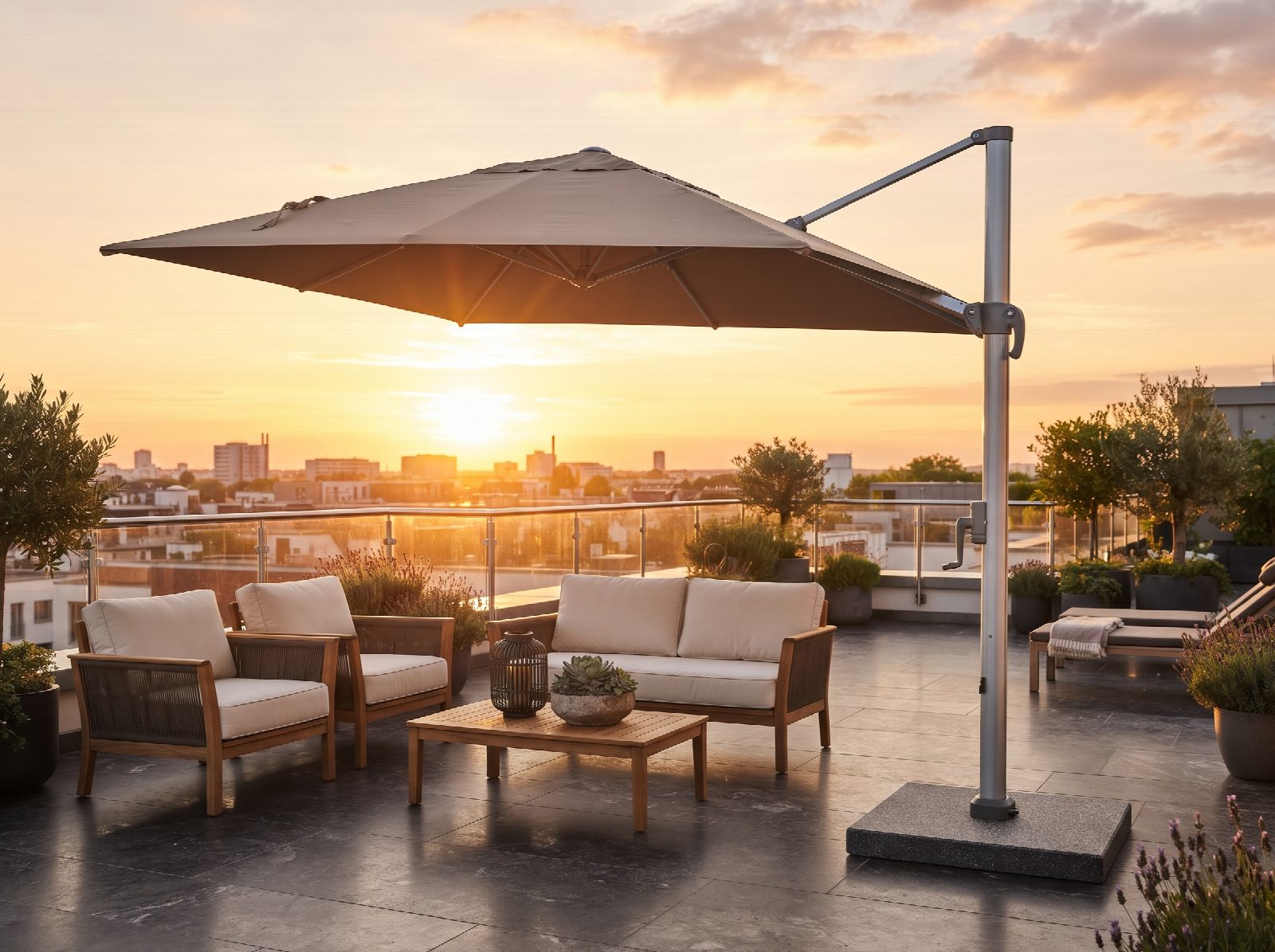 Nasim 300 Luxury Hydraulic Cantilever Umbrella – 3×3m